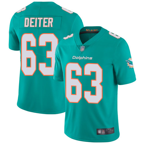 Nike Miami Dolphins #63 Michael Deiter Aqua Green Team Color Men Stitched NFL Vapor Untouchable Limited Jersey->miami dolphins->NFL Jersey